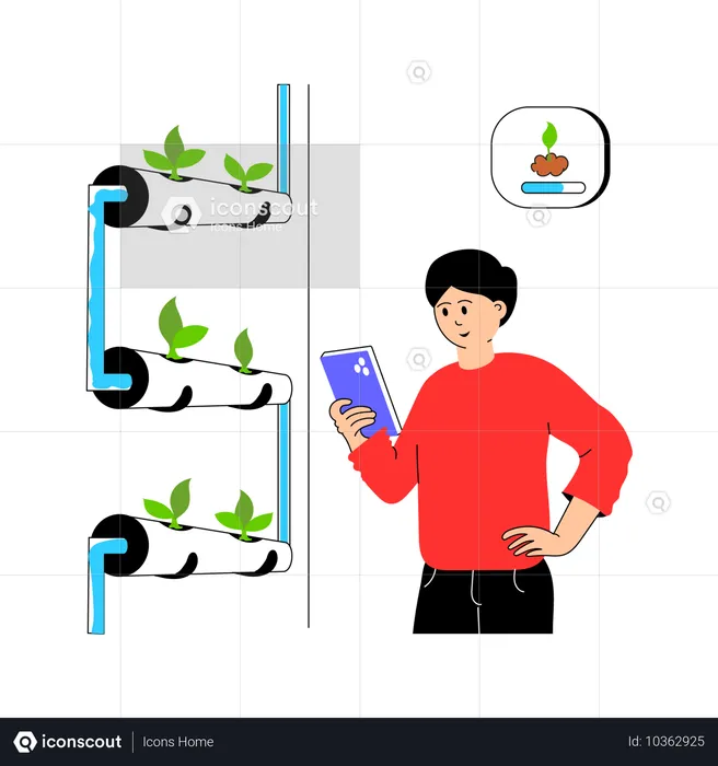 Farmer doing Vertical Farming  Illustration