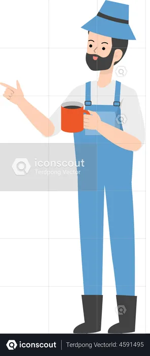 Farmer drinking tea  Illustration