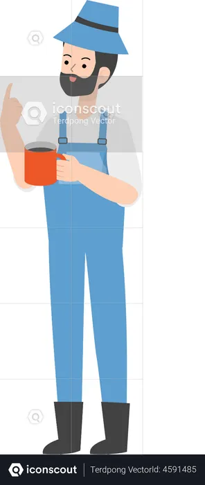 Farmer drinking tea  Illustration