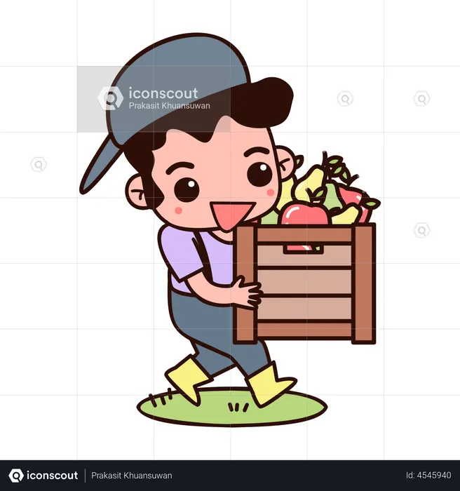 Farmer holding carrot basket  Illustration