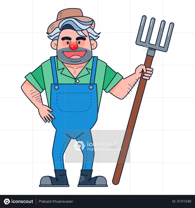 Farmer holding shovel  Illustration