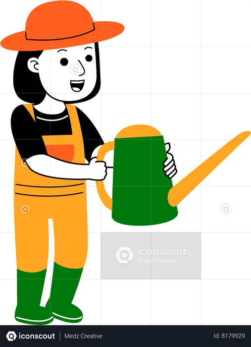 Farmer holding water can  Illustration