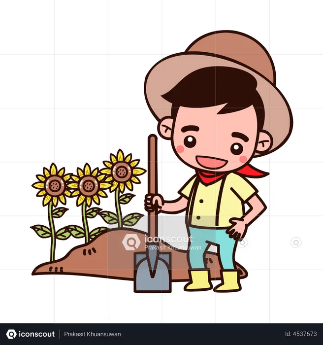 Farmer planting plant  Illustration