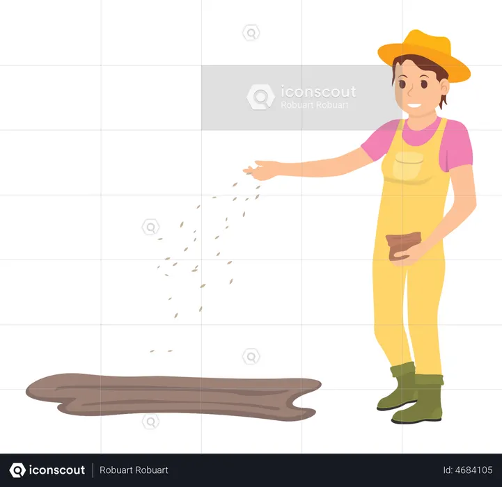 Farmer planting seeds  Illustration