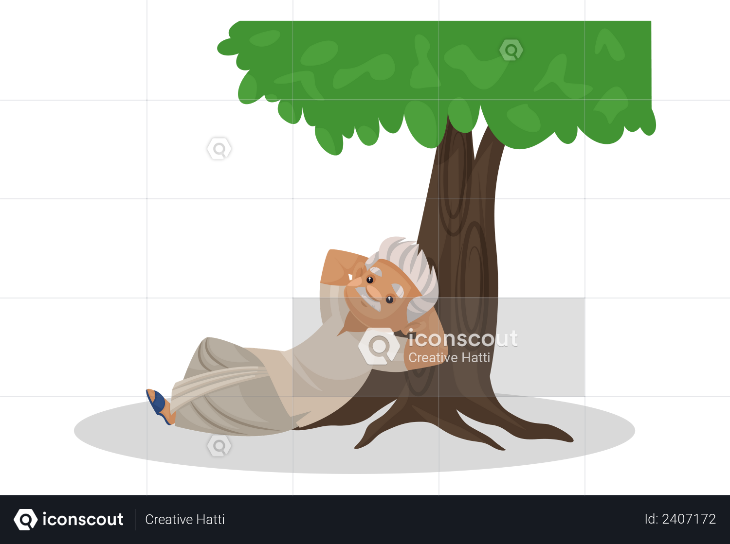 Best Premium Farmer resting under tree Illustration download in PNG ...