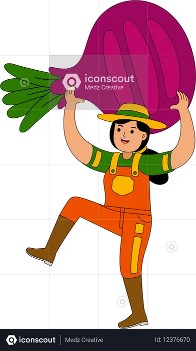Farmer standing with radish  Illustration