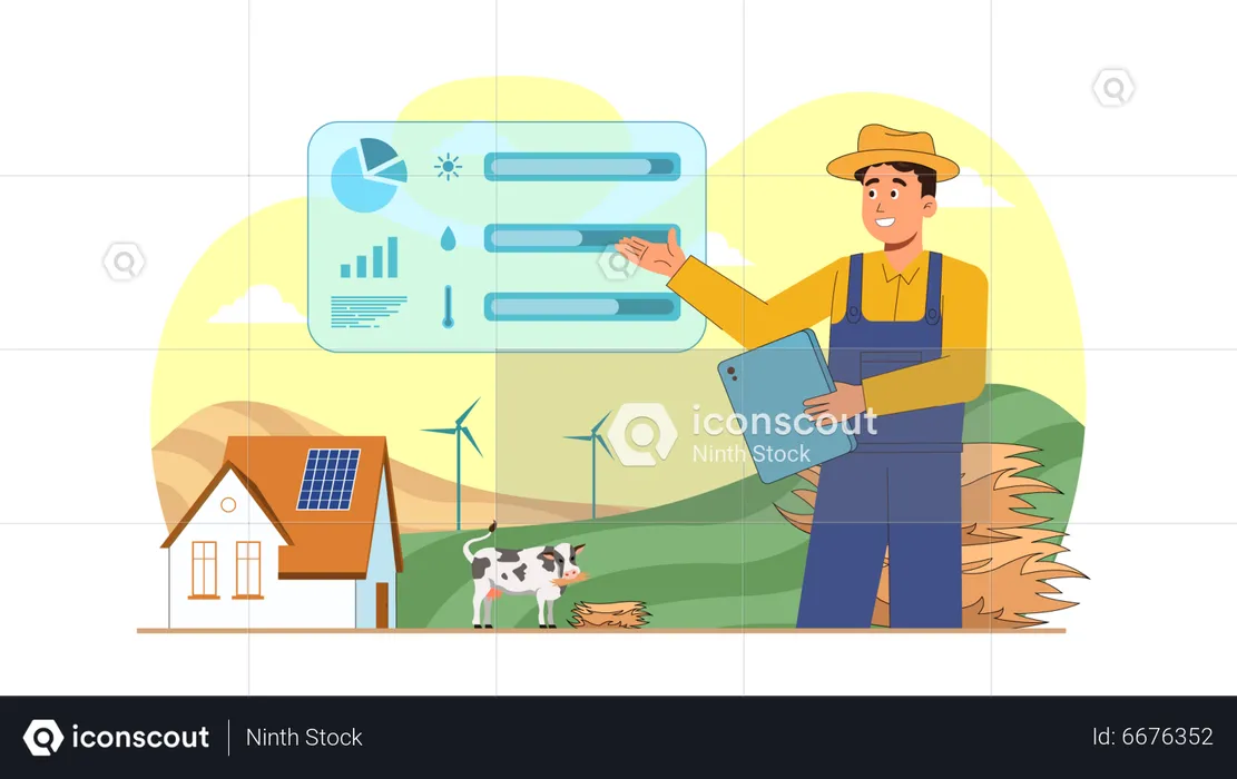 Farmer using smart farm application  Illustration