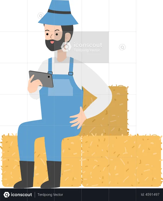 Farmer using tablet  Illustration