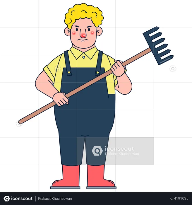 Farmer with agricultural tools  Illustration
