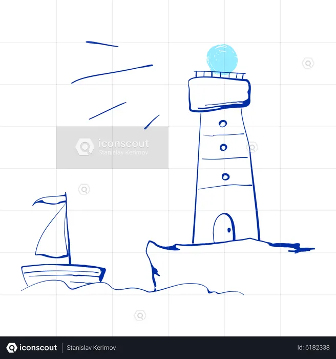 Farol mostra o caminho  Ilustração
