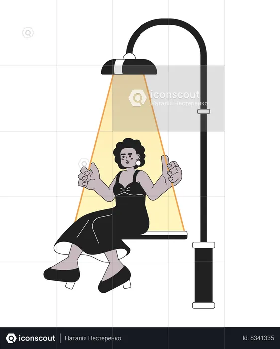 Poste de luz de columpio de mujer negra  Ilustración