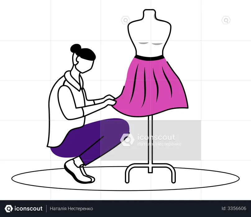 Fashion designer measuring clothes  Illustration