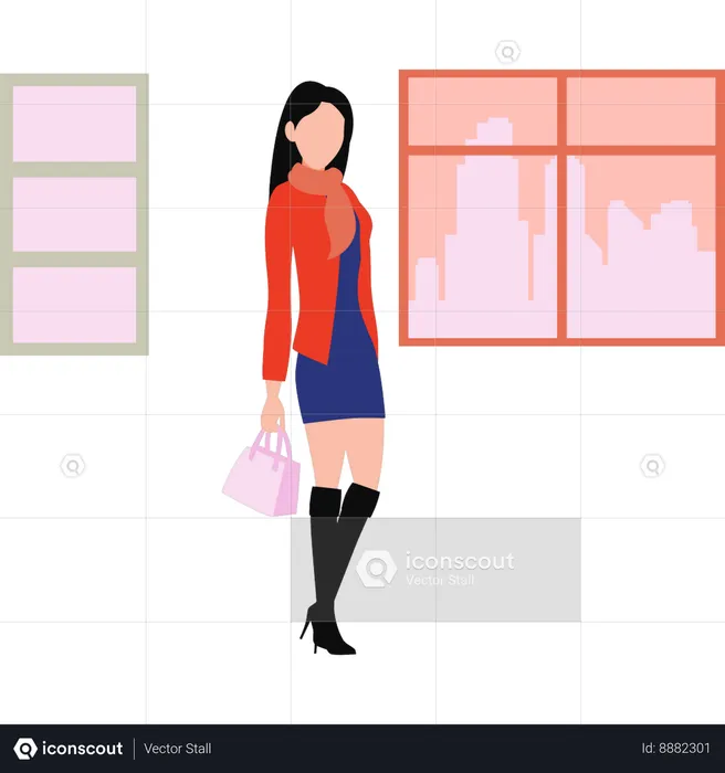 Fashion girl is standing  Illustration