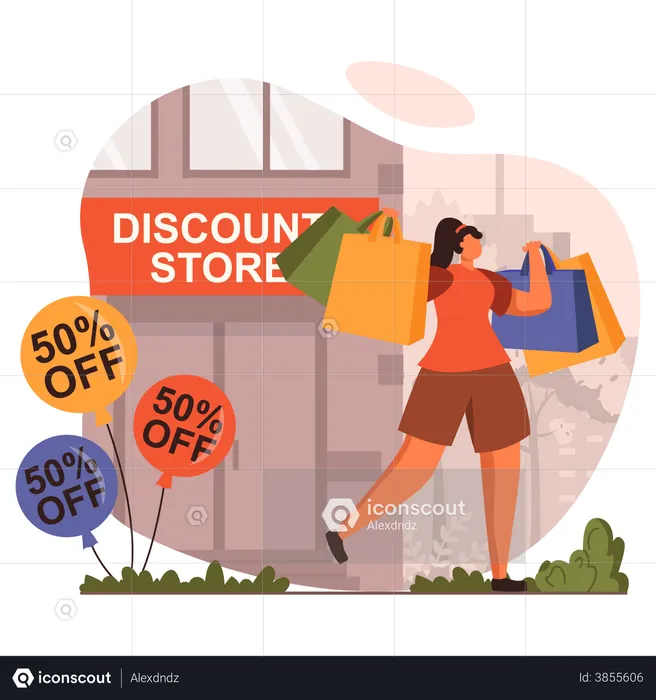 Fashion shopping from discount store  Illustration