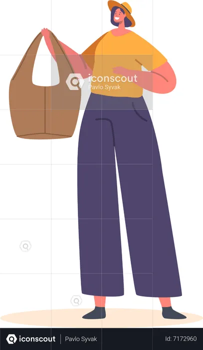 Fashionable Woman Carrying Contemporary Bag  Illustration
