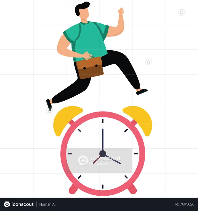 Best Fast businessman running and jump high over countdown timer clock