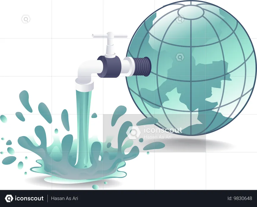 Fast Flowing Water from Ground  Illustration