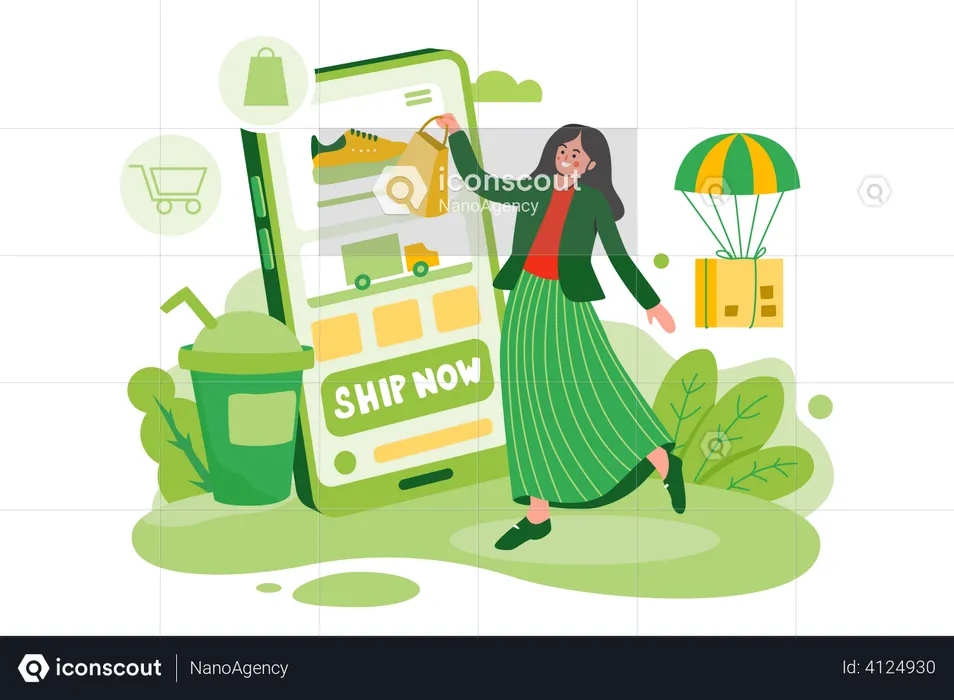 Fast Shopping Delivery  Illustration