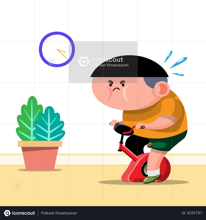 Fat man riding bicycle to loss weight  Illustration
