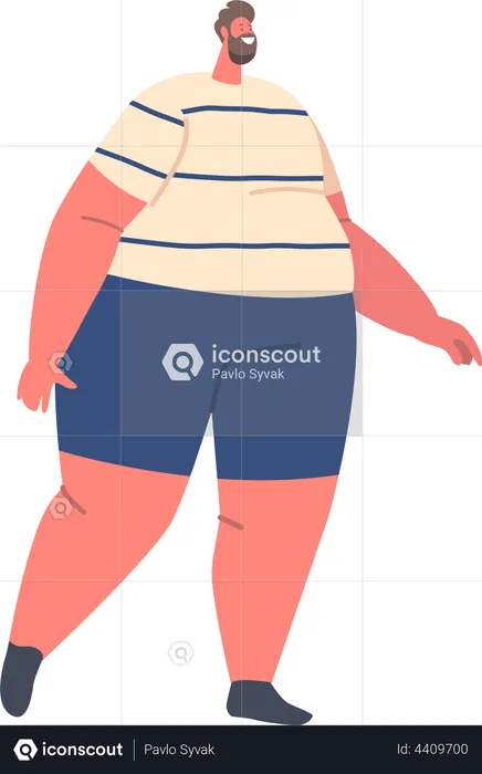 Fat man running to loose weight  Illustration
