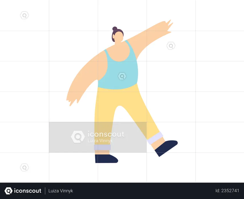 Fat woman doing dance  Illustration