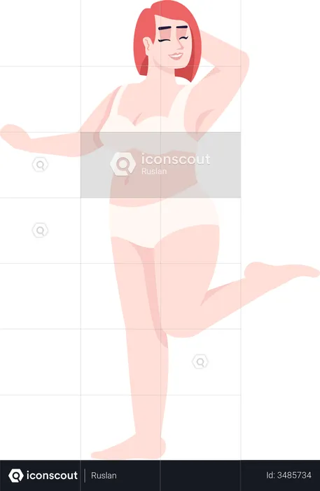 Fat Woman dressed in two-piece swimsuit  Illustration