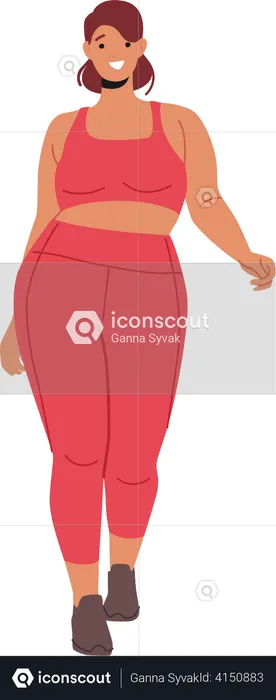 Fat woman in fashionable clothes  Illustration