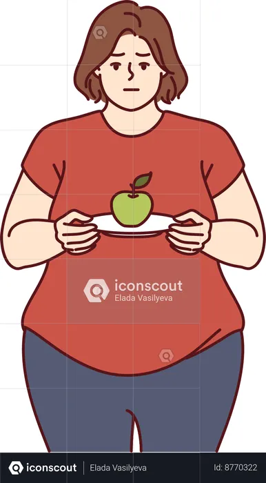 Fat woman is following diet plan to reduce her weight  Illustration