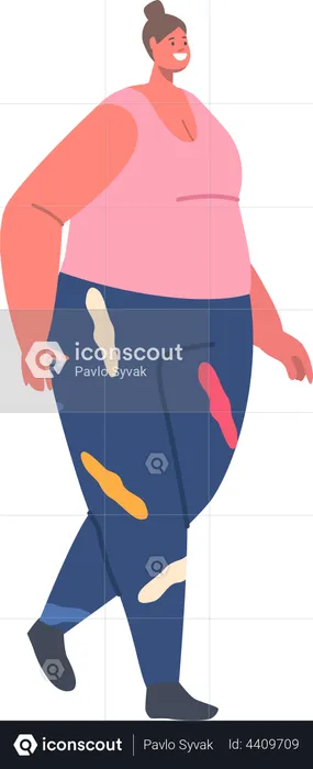 Fat woman running  Illustration