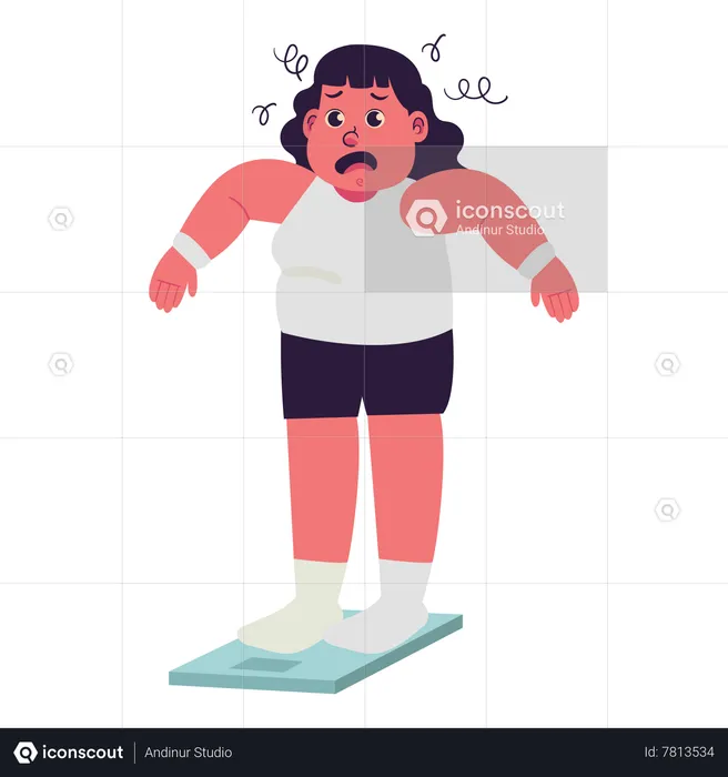 Fat woman Shock with Weight  Illustration
