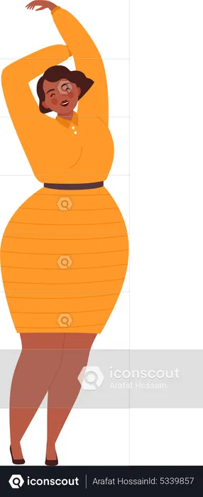 Fat woman wearing dress  Illustration