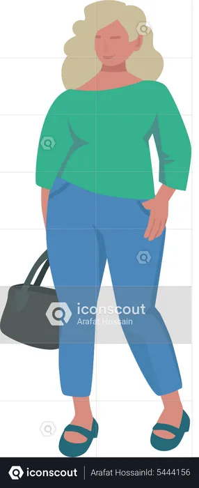 Fat woman with purse  Illustration