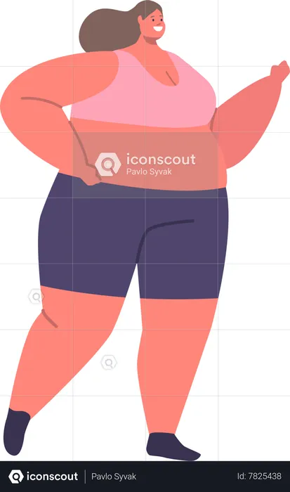 Fat woman working out  Illustration