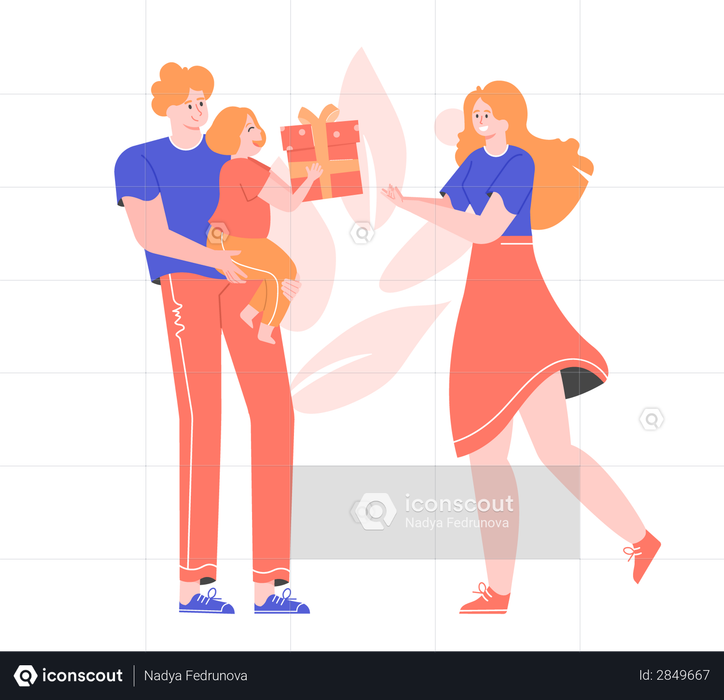 Father and daughter celebrating mother's day Illustration