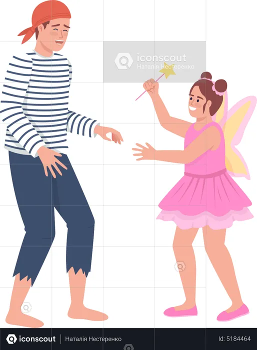 Father and daughter dancing together  Illustration