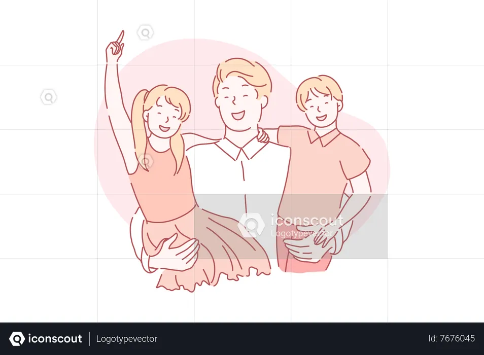 Father and kids  Illustration