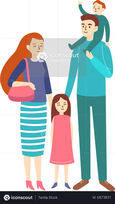 Father and mother with children  Illustration