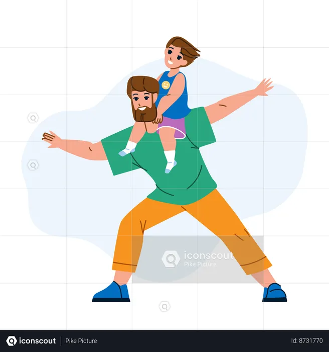 Father And Son are playing together  Illustration