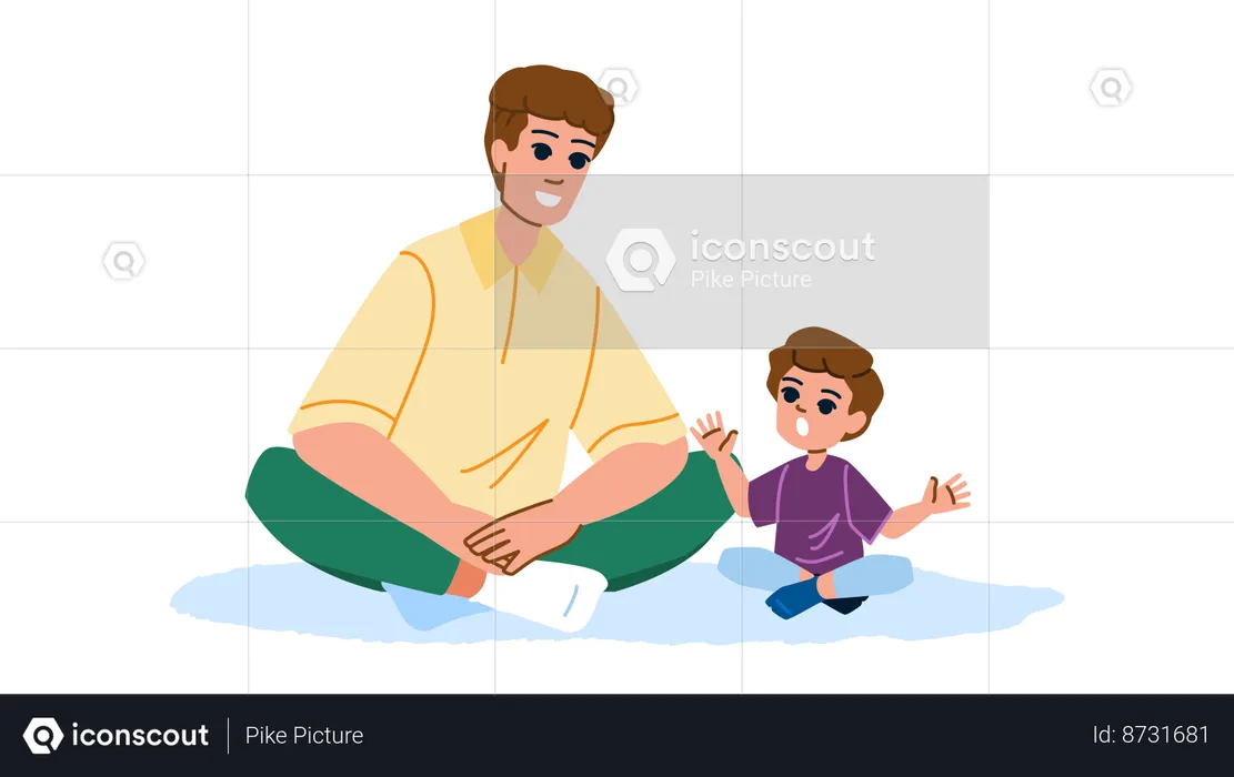 Father and son are talking  Illustration