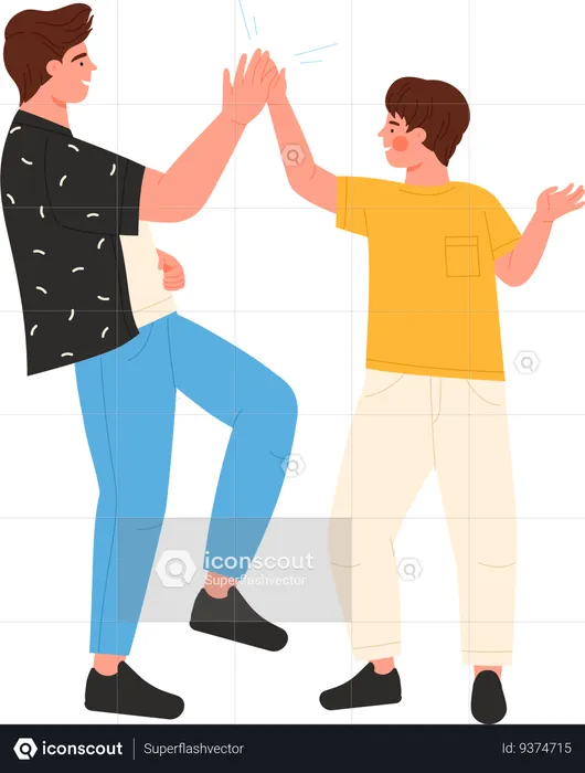 Father and son giving high five  Illustration