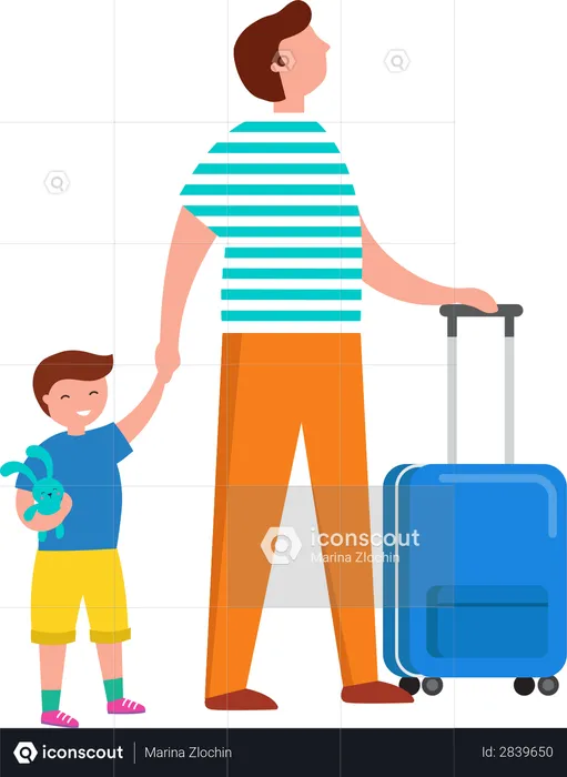 Father and son going on trip  Illustration