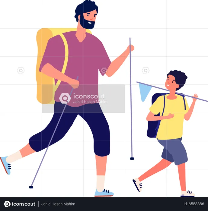 Father and son on camping  Illustration