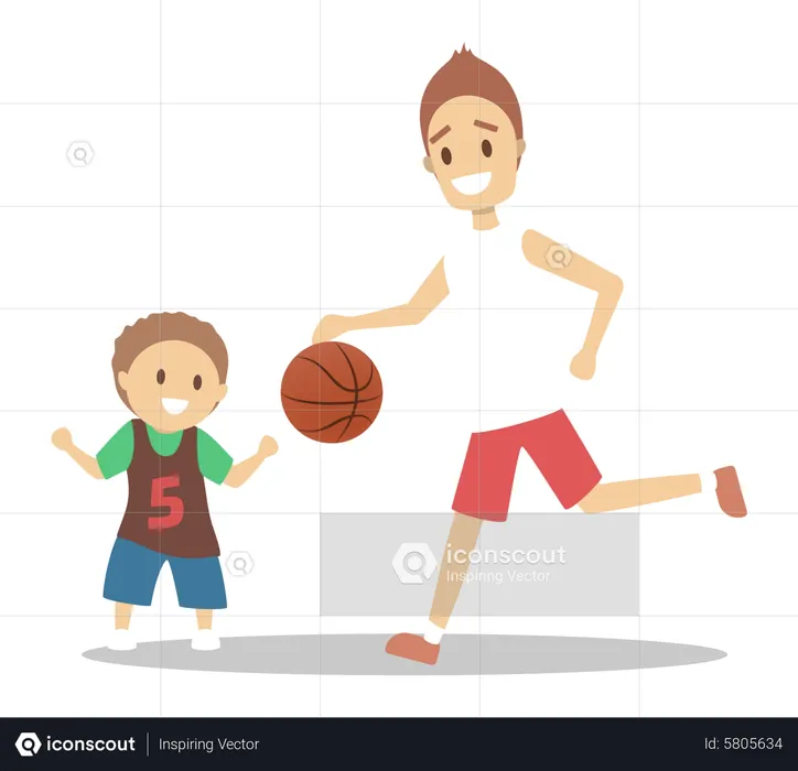 Premium Vector  Little kid playing basketball