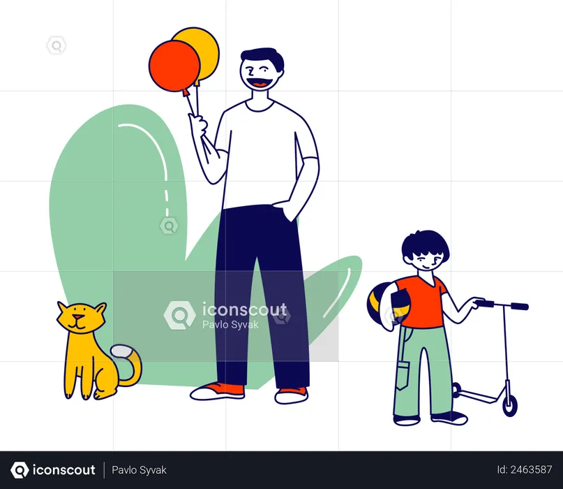 Father and son spending time together  Illustration
