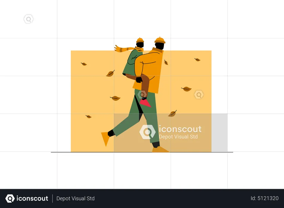 Father carrying child  Illustration
