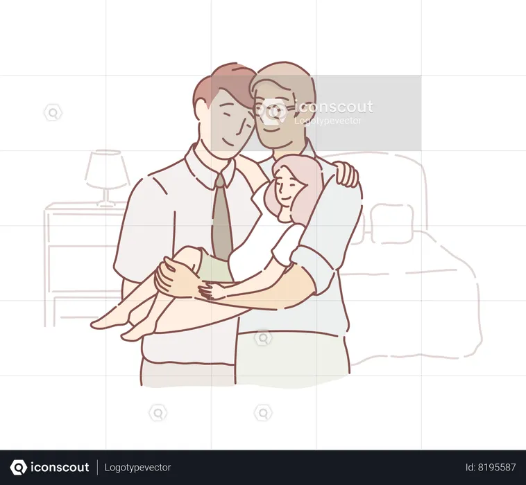 Father carrying daughter  Illustration