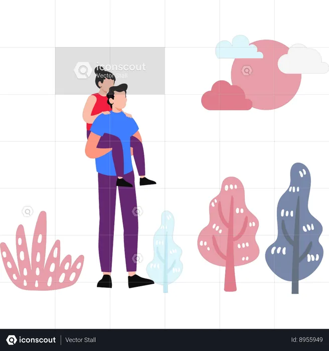 Father Carrying Daughter  Illustration