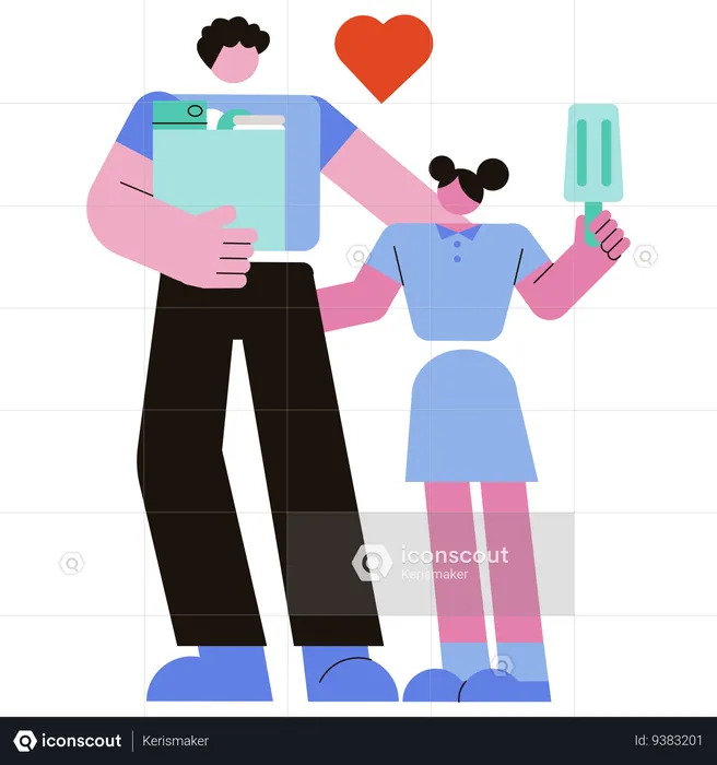 Father doing shopping with daughter  Illustration