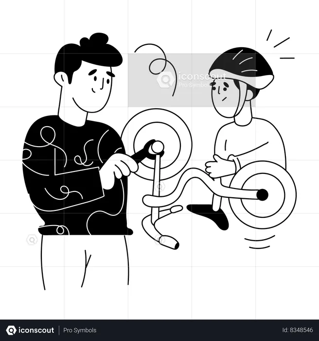 Father Fixing son cycle  Illustration