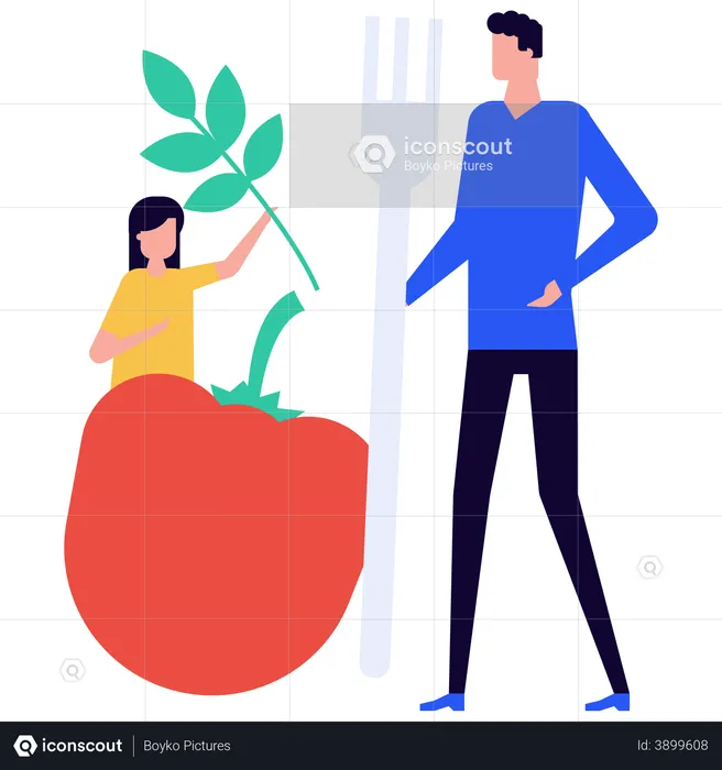Father give healthy diet to daughter  Illustration